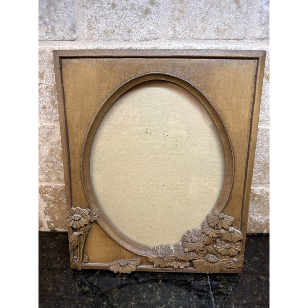 VTG Ms. C Riverside CA Hand Carved Wood Floral Frame Mid Century Cottagecore